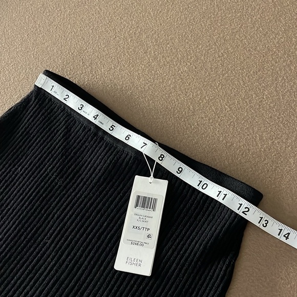 EILEEN FISHER NWT Black Merino Wool Crepe Ribbed Pencil K/L Skirt -size XXS - Picture 4 of 11